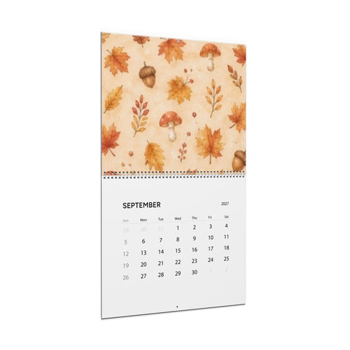 2027 Seasonal Wall Calendar — Watercolor Snowmen & Autumn Leaves Monthly Planner